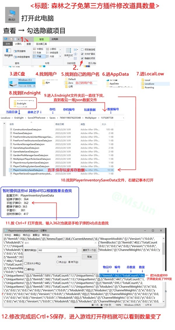 《森林之子》修改文档子弹数量教程