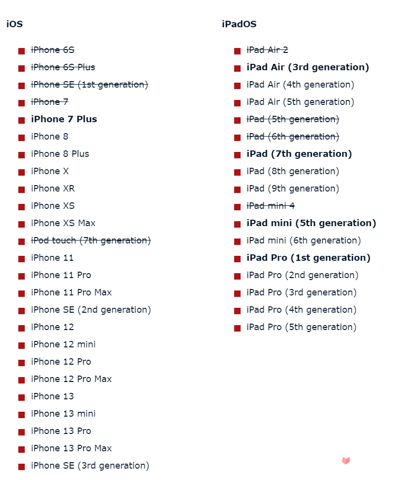 IOS16支持机型介绍